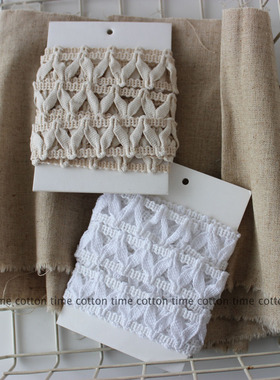 cottontime 基础款 2.5cm 棉织带波纹纯色花边鞋包辅料纯棉窄带