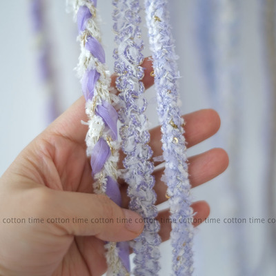 Lavender 薰衣草色秋冬高级小香风织带 浅紫编织服装辅料花边