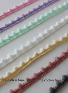 Cottontime 独家稀毛球花边1.2cm宽迷你毛球花边马卡龙色外贸毛球