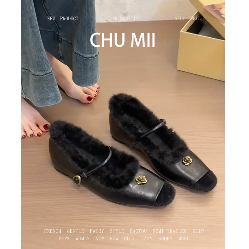 羊皮版~方头黑色玛丽珍鞋