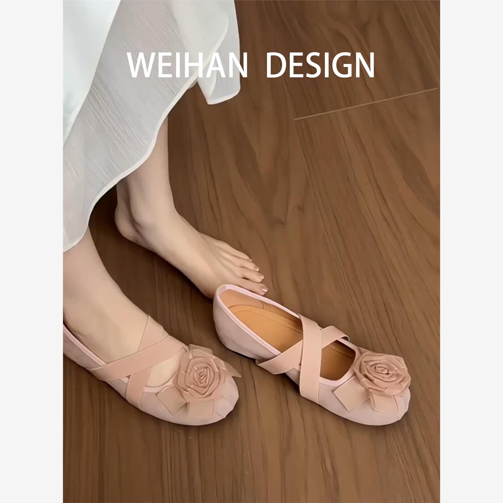 羊皮版！内增高芭蕾舞鞋女褶皱花朵玛丽珍鞋交叉绑带温柔晚风单鞋
