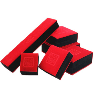 红绒布吉祥如意首饰盒手镯盒吊坠挂件项链盒黑白戒指盒批礼品盒发