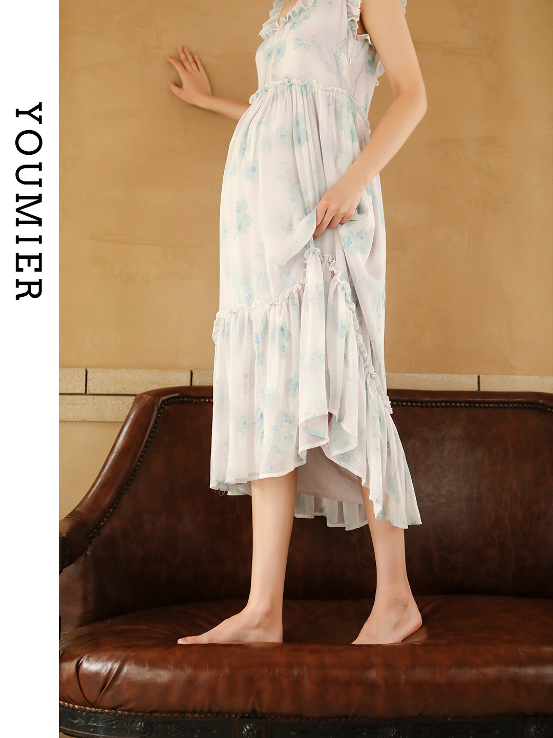 YOUMIL MATERNITY DRESS SUMMER FAIRY SUPER FAIRY MATERNITY DRESS SUMMER SKIRT CHIFFON FRENCH FLORAL SKIRT LONG