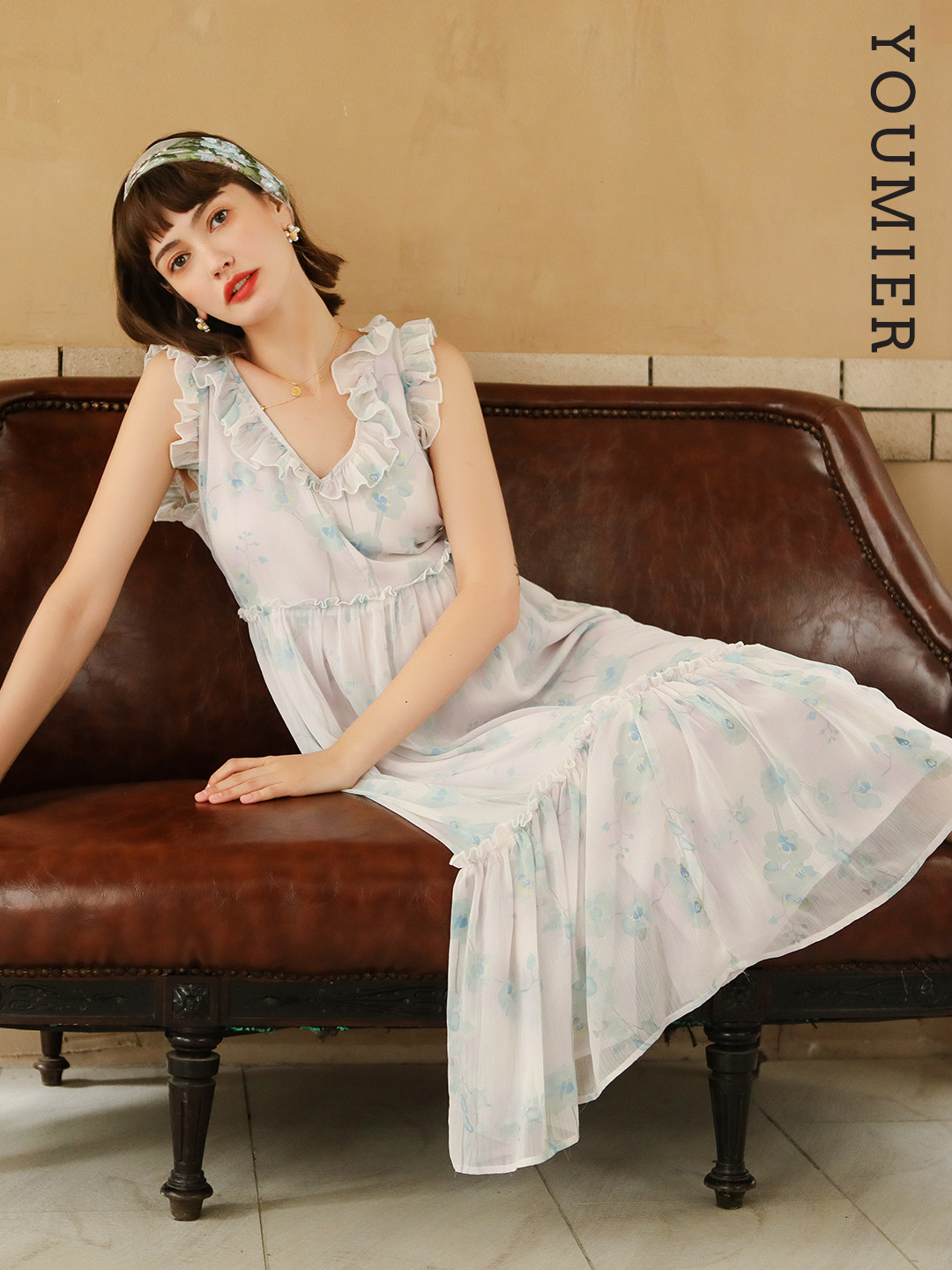 YOUMIL MATERNITY DRESS SUMMER FAIRY SUPER FAIRY MATERNITY DRESS SUMMER SKIRT CHIFFON FRENCH FLORAL SKIRT LONG