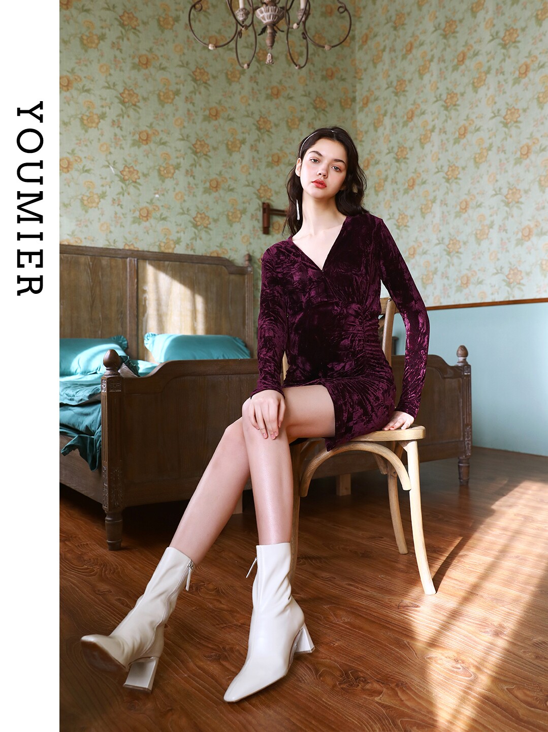 [SPECIAL AREA 2 PIECES 5% OFF] UMIL MATERNITY DRESS AUTUMN VELVET DRESS AUTUMN WINTER MATERNITY DRESS SEXY SLIM