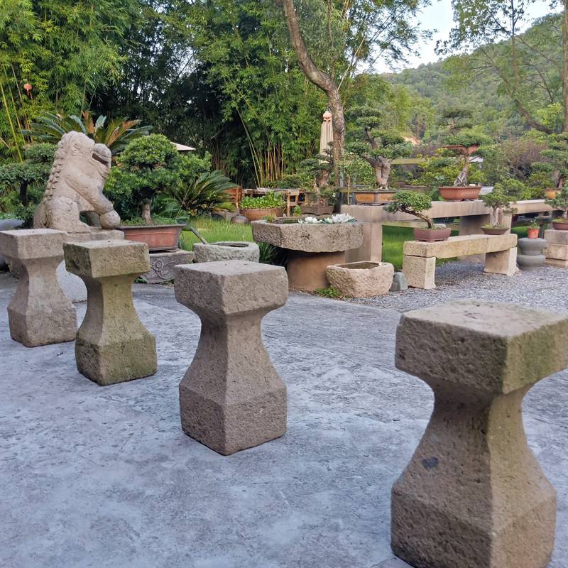 农村老物件青石古石花架四件套花几旧物石花几盆栽石花几