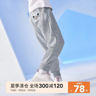 2025新品班巴女童加绒运动裤儿童休闲裤春秋冬季宽松纯卫裤加厚