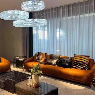 Roberto Cavalli磨砂牛皮沙发2024意式轻奢沙发别墅高端定制时尚