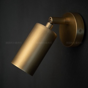 床头壁灯 迷你 巴掌大 长桶身深防眩 光束可调角度 古铜色侘寂风