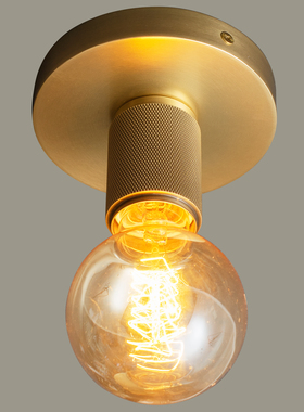 黄铜吸顶灯 Vintage brass ceiling socket exposed Edison bulbs