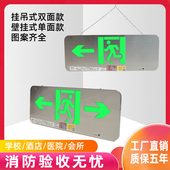 超薄不锈钢安全出口消防疏散指示牌220V紧急出口通道指示灯24V36V