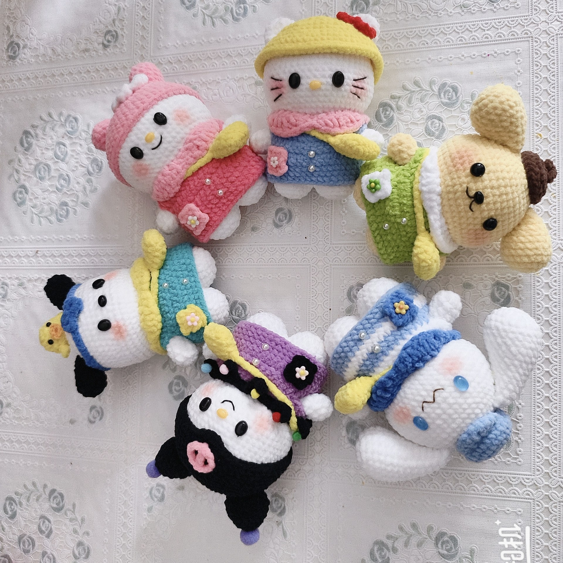 芒果家DIY纯手工钩针钩织三丽鸥幼稚园Kitty猫库洛米毛线玩偶成品