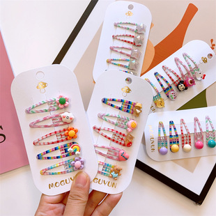 新款 儿童可爱mini树脂水果动物BB夹儿童彩色基础侧边夹5个刘海夹