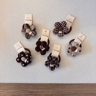 韩版 秋冬布艺花朵儿童发绳可爱波点格子皮筋小女孩塞棉扎马尾发圈