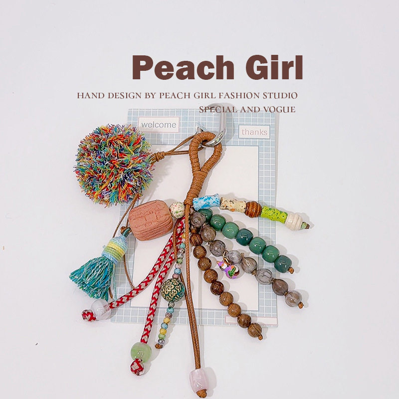 新年款国风血柏木秋日满愿种子串珠毛线球车挂件扣挂件包包挂饰品