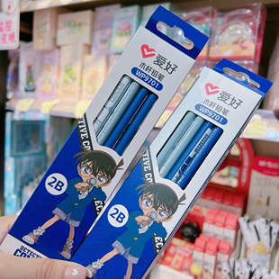 名侦探柯南2B铅笔小学生铅笔写字木杆铅笔12支盒装