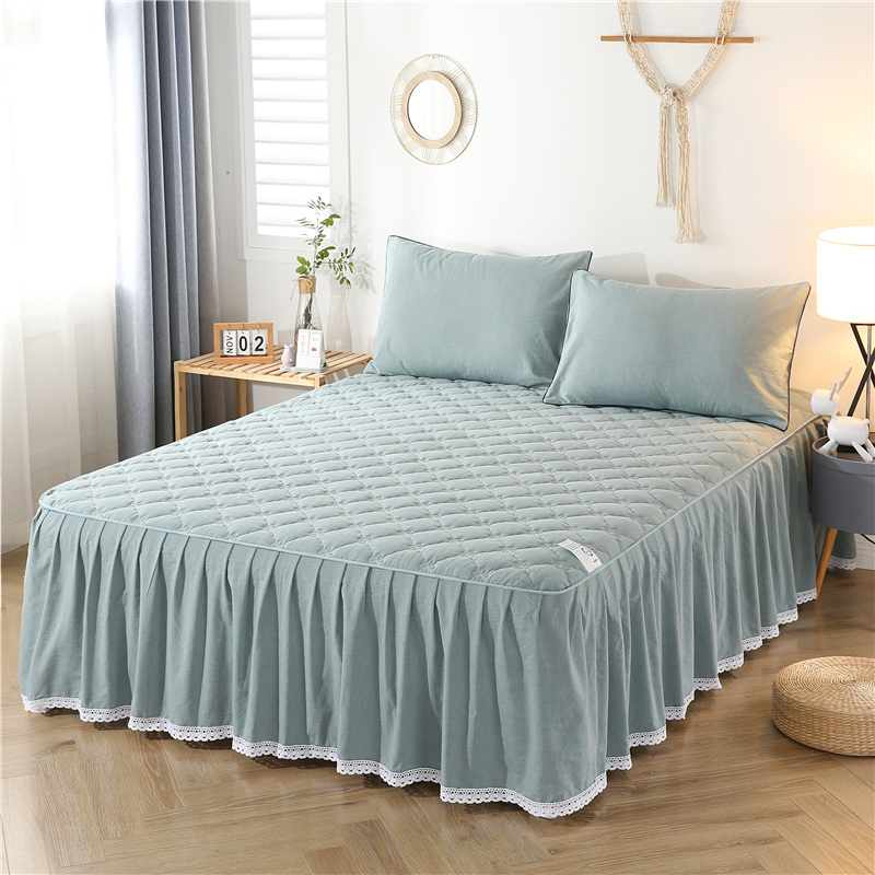 九洲岛全棉纯棉夹棉床裙防滑