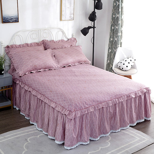 防滑全棉保护三件套公主风床罩