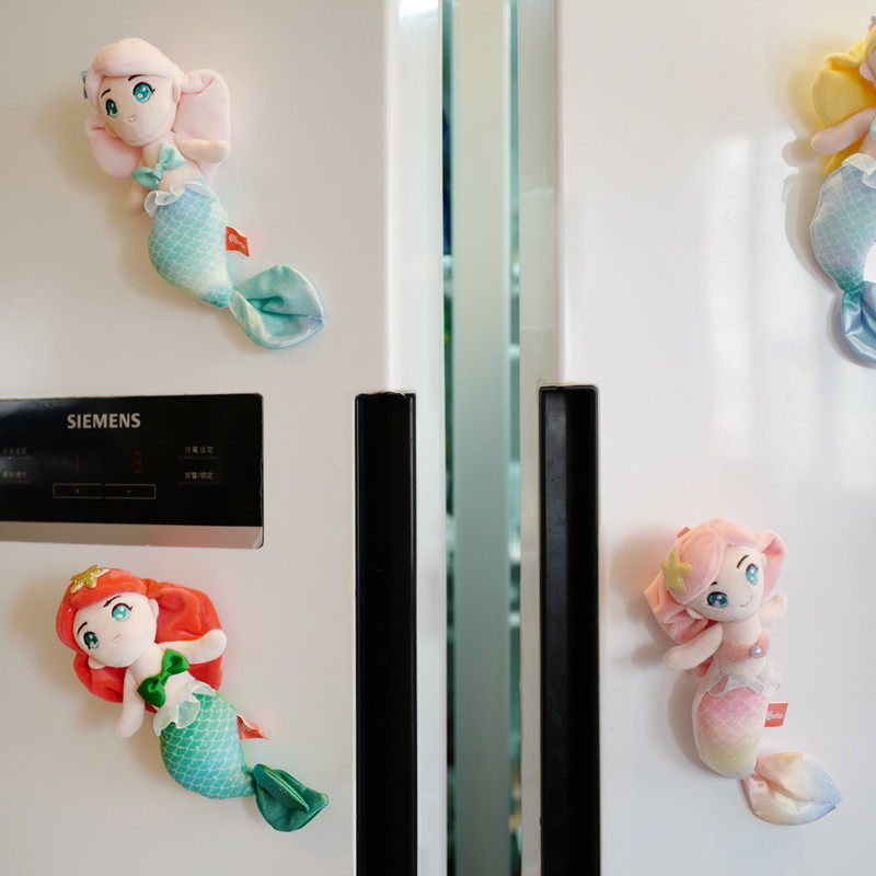 AMERICAN ANIME PLUSH REFRIGERATOR STICKERS CREATIVE MERMAID CARTOON REFRIGERATOR THREE-DIMENSIONAL DOLL HOME DECORATION MAGNET