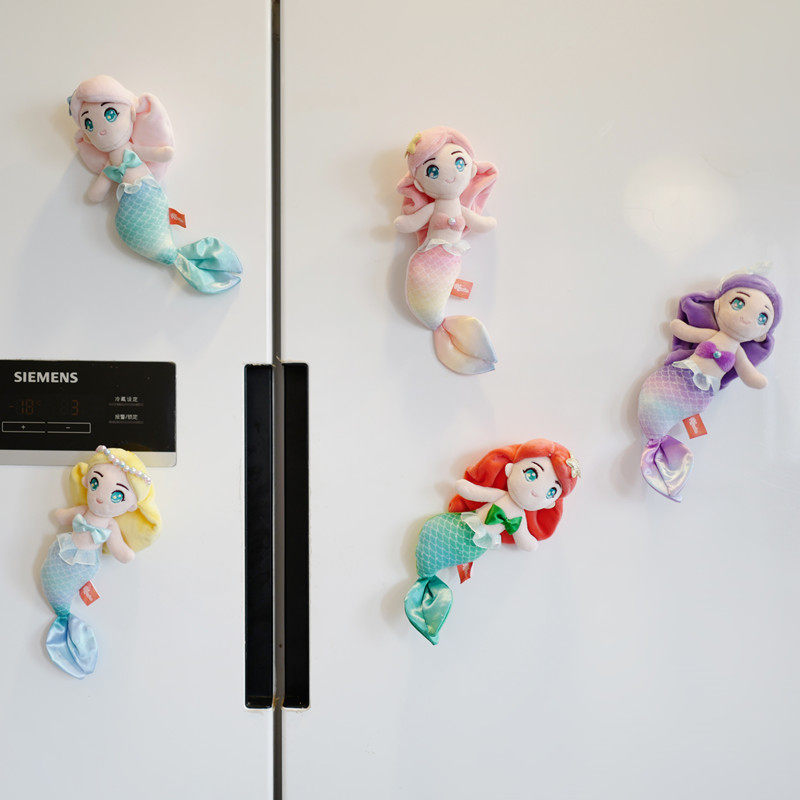 AMERICAN ANIME PLUSH REFRIGERATOR STICKERS CREATIVE MERMAID CARTOON REFRIGERATOR THREE-DIMENSIONAL DOLL HOME DECORATION MAGNET