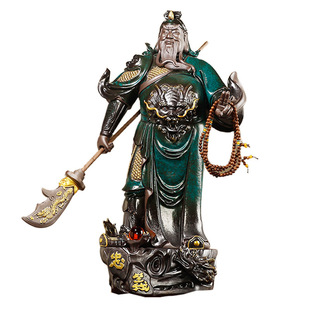 陶瓷关公关二爷摆件紫砂武财神家用办公室关羽武圣关公像商铺开业