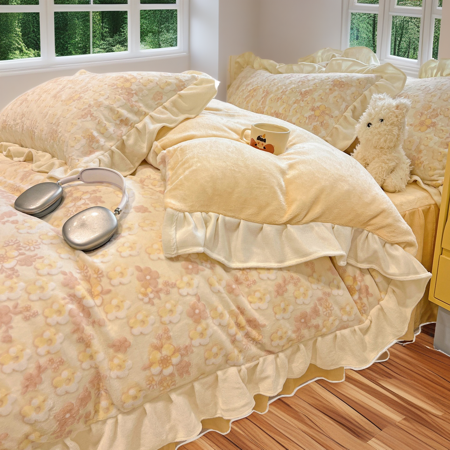 2026雕花牛奶绒四件套冬季珊瑚绒加绒加厚超保暖新款床裙款三件套,床上用品,床品套件/四件套/多件套,淘宝优惠券,粉丝福利购,淘宝优惠卷