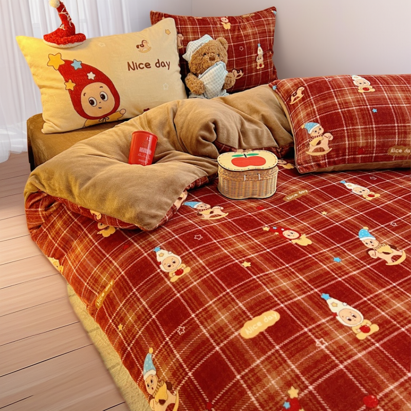 2026马年四件套新年牛奶绒冬季珊瑚绒床上超保暖加绒加厚双面毛绒,床上用品,床品套件/四件套/多件套,淘宝优惠券,粉丝福利购,淘宝优惠卷