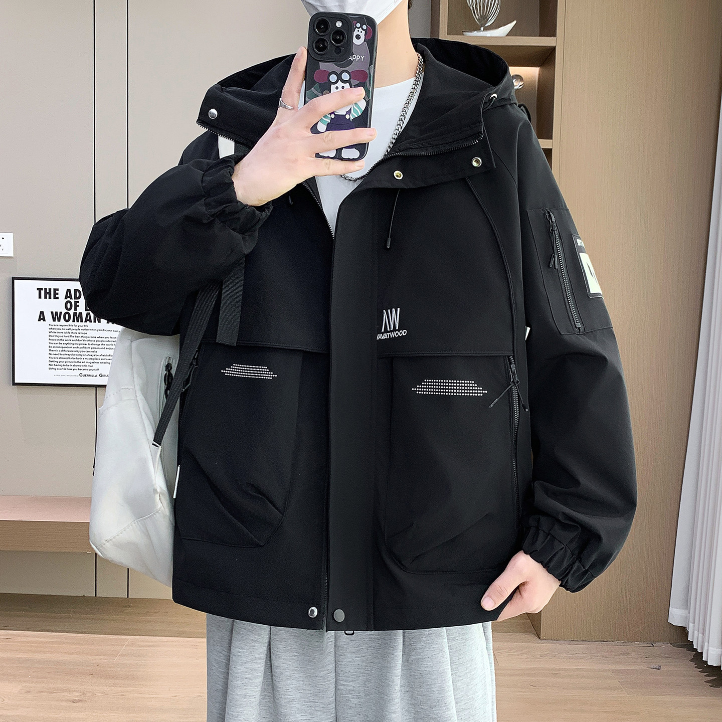 2026春秋款季初高中男生夹克宽松潮流韩版青少年帅气休闲百搭外套