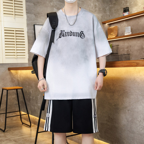2026夏季新款短袖套装男青少年初高中学生大童宽松休闲运动两件套