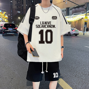 短袖 2026青少年男孩运动套装 初高中学生夏季 新款 宽松两件套潮 短裤