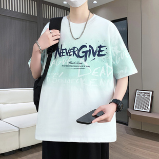 衫 宽松潮流青少年初中高中学生帅气百搭半袖 潮 T恤男夏季 大童短袖