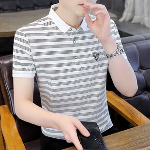 2026新款夏季男士短袖T恤棉中青年夏季男式休闲翻领polo衫时尚潮