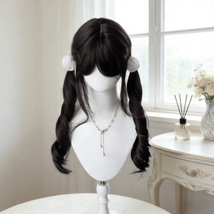 2025新款空气刘海假发女款黑色长卷发自然蓬松日常高温丝整顶假发