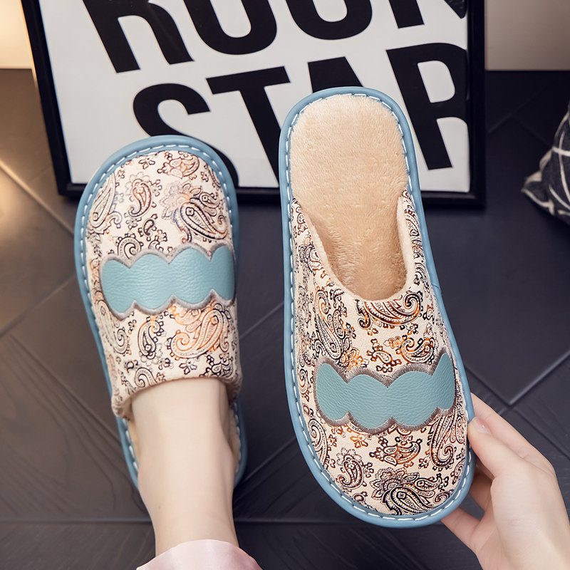 秋冬季棉拖鞋女居家保暖情侣棉布室内家用防滑家居真牛皮拖鞋男士,居家布艺,居家棉拖/棉鞋,淘宝优惠券,粉丝福利购,淘宝优惠卷