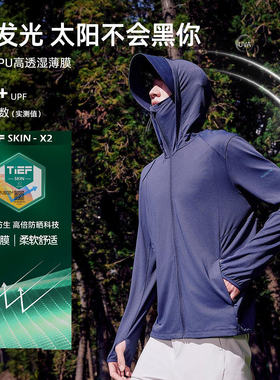 探路者针织皮肤衣男TAZZBM81836-G82X夏2024新款薄透气遮脸防晒衣