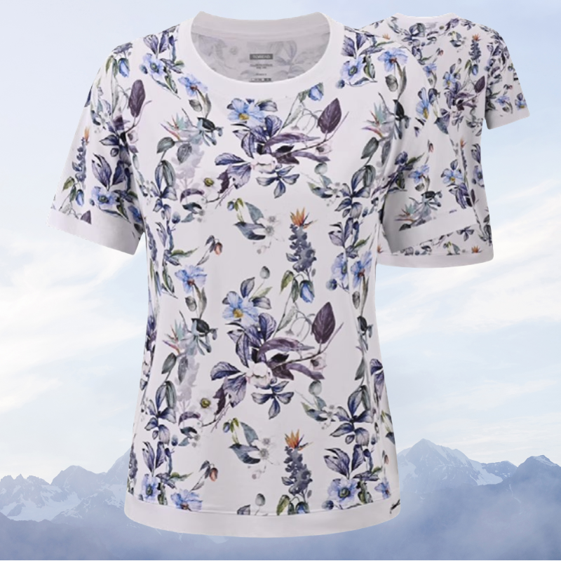 探路者72%棉短信T恤2025新款碎花