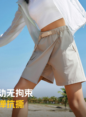 探路者裙裤女夏季户外运动速干裤旅游登山裤TAMMBN82786-F13X卡其