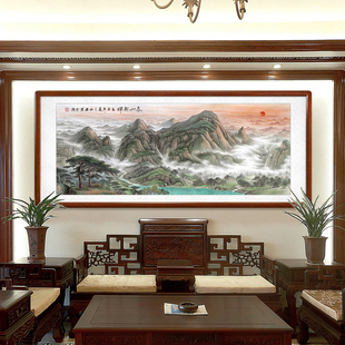 泰山朝晖名家纯手绘山水画国画中式 客厅办公室会议室挂画荣宝林
