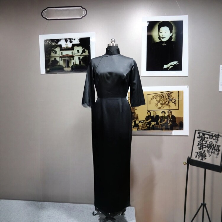 高级定制复古优雅纯黑色真丝香云纱旗袍裙长修身显瘦优雅高贵春夏