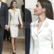 高级定制莱蒂齐亚西班牙王后同款 米白商务西服套装 裙职业干练端庄