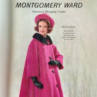 高级定制拼接水貂毛领玫红色羊毛廓形大衣呢子外套女长款优雅大气