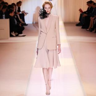 裙通勤OL 大摆半裙西服套装 高端定制2024秋浅粉色羊毛西装 外套长款