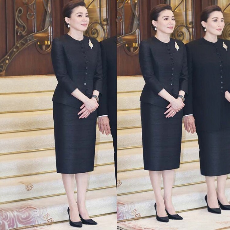 高级定制王后同款黑色丝毛圆领西装夹克外套+半裙商务通勤套装裙
