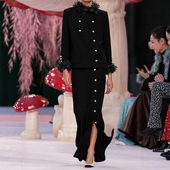 长半裙大牌套装 高级定制拼羽毛黑色100%小山羊绒西装 夹克外套 裙