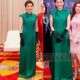 国风长裙 A摆优雅气质端庄夏季 高级定制杨澜同款 绿色改良旗袍长款