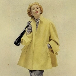 呢子外套宽松 短款 高级定制1950S经典 不过时浅黄色纯羊毛大衣冬季
