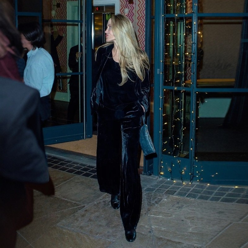 高端定制朱莉同款黑色丝绒西装套装裤外套+背心+裤子三件套装春秋