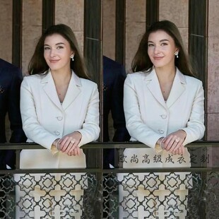 王妃同款 大牌修身 白色羊毛西装 阔腿裤 优雅春 套装 高级定制欧美时尚