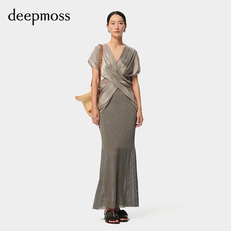 【deepmoss】2024春夏新款女时尚水泽闪葱包臀收腰鱼尾长裙半身裙 女装/女士精品 半身裙 原图主图