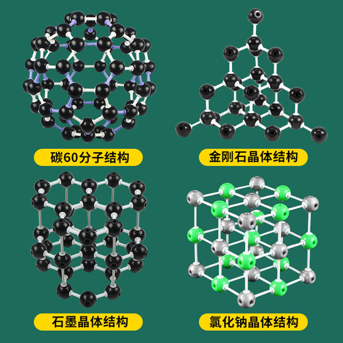 高中化学有机分子晶体结构模型 金刚石 石墨 碳60 氯化钠 初中生化学实验器材球棍组装 - 封面